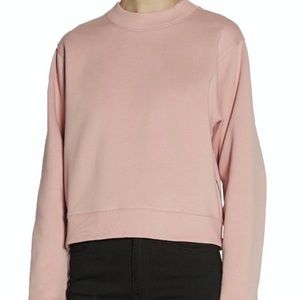 ACNE STUDIOS • Pink Bird Fleece Cropped Side-Zip Sweatshirt, XS